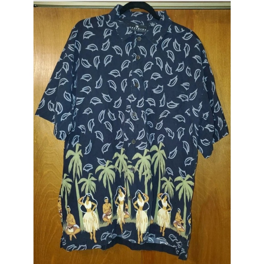 Men's Consensus Sportswear Hawaiian Button-down Shirt Great Graphics Size XL
